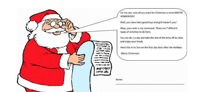 Christmas holiday homework
